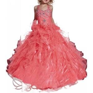 NEW TIFFANY PRINCESS girls dazzling a line dress in coral